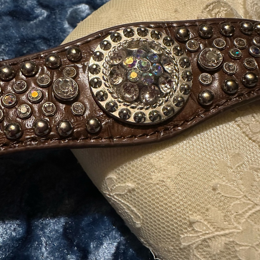 Brown Studded Leather Bracelet with Silver Accents